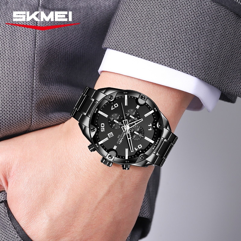 SKMEI 9387 Fashion Calendar Ch - Suede Strap Watch recension och pris