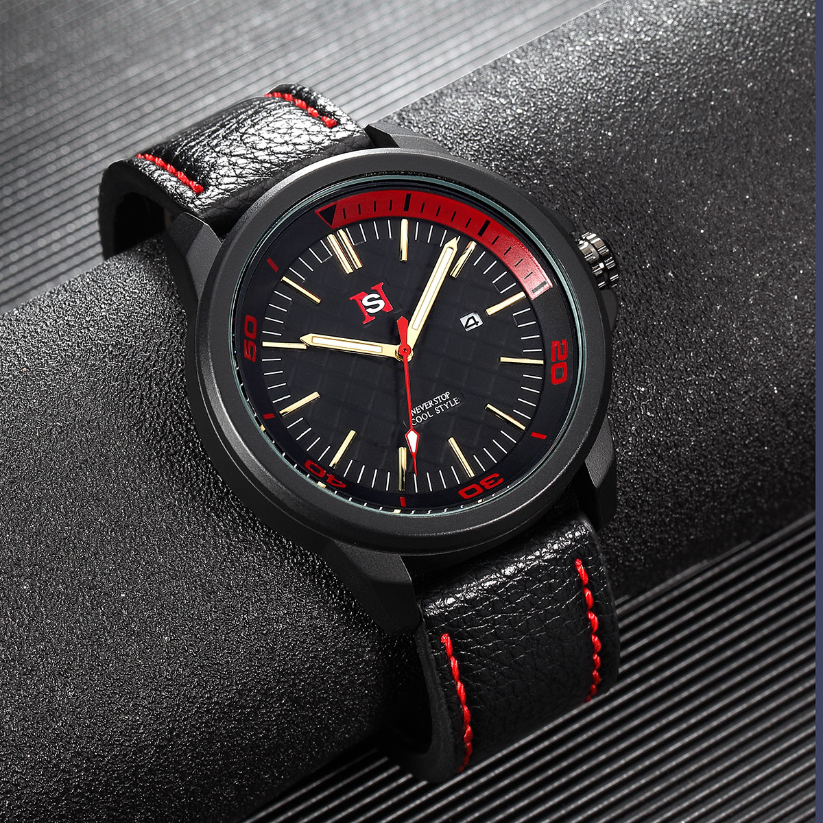 NS Simple Fashion men watch Ou - Suede Strap Watch recension och pris