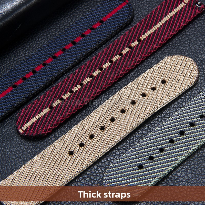 20 22mm Khaki Blue Red Nylon B - Nato Strap Nylon recension och pris